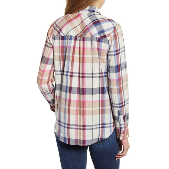 NWT Lucky Brand Classic One Pocket Plaid Shirt M - Picture 2 of 5